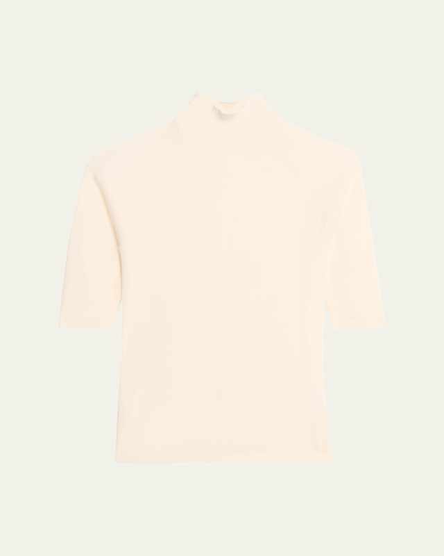 Elbow-Sleeve Turtleneck Sweater
